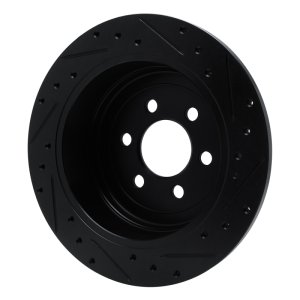 Dodge Dakota Brake Rotor (1) - Rear Left - R1 Concepts - Drilled & Slotted - Black - `03-`04